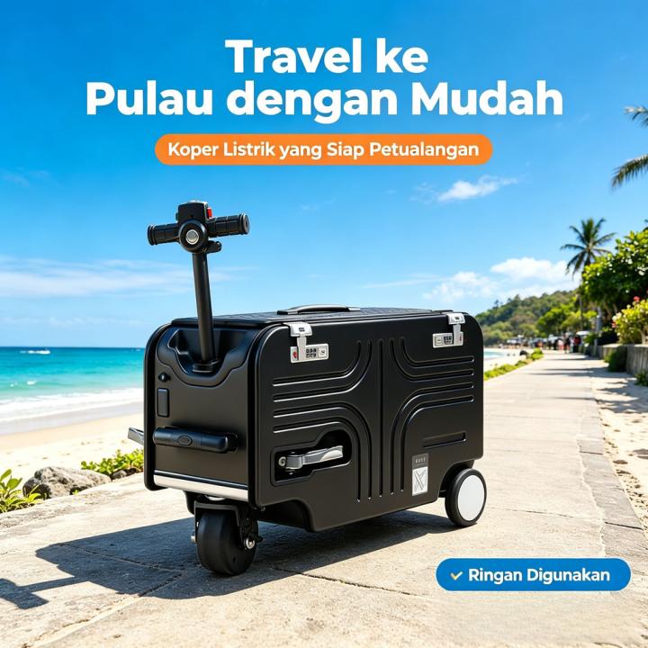 TUTTOO Koper Skuter Listrik TO02 20 Inci, Warna Hitam dan Perak