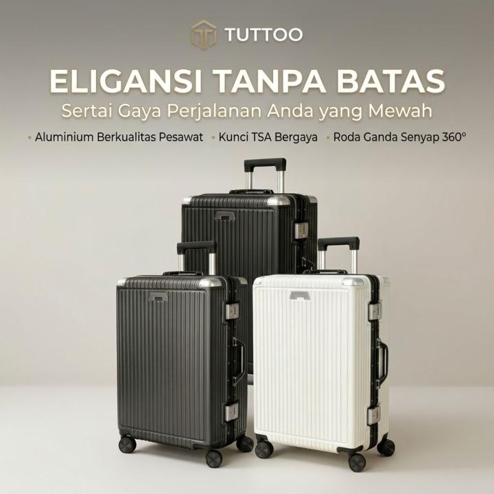 TUTTOO Koper Y50 20–26 Inci dengan TSA Lock dan Silent Wheel